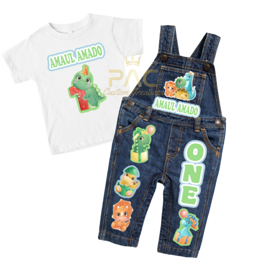 Dino Denim Overalls