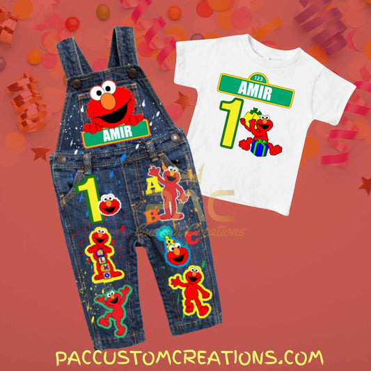 Elmo Sesame Street Overall Set- ANY DESIGN