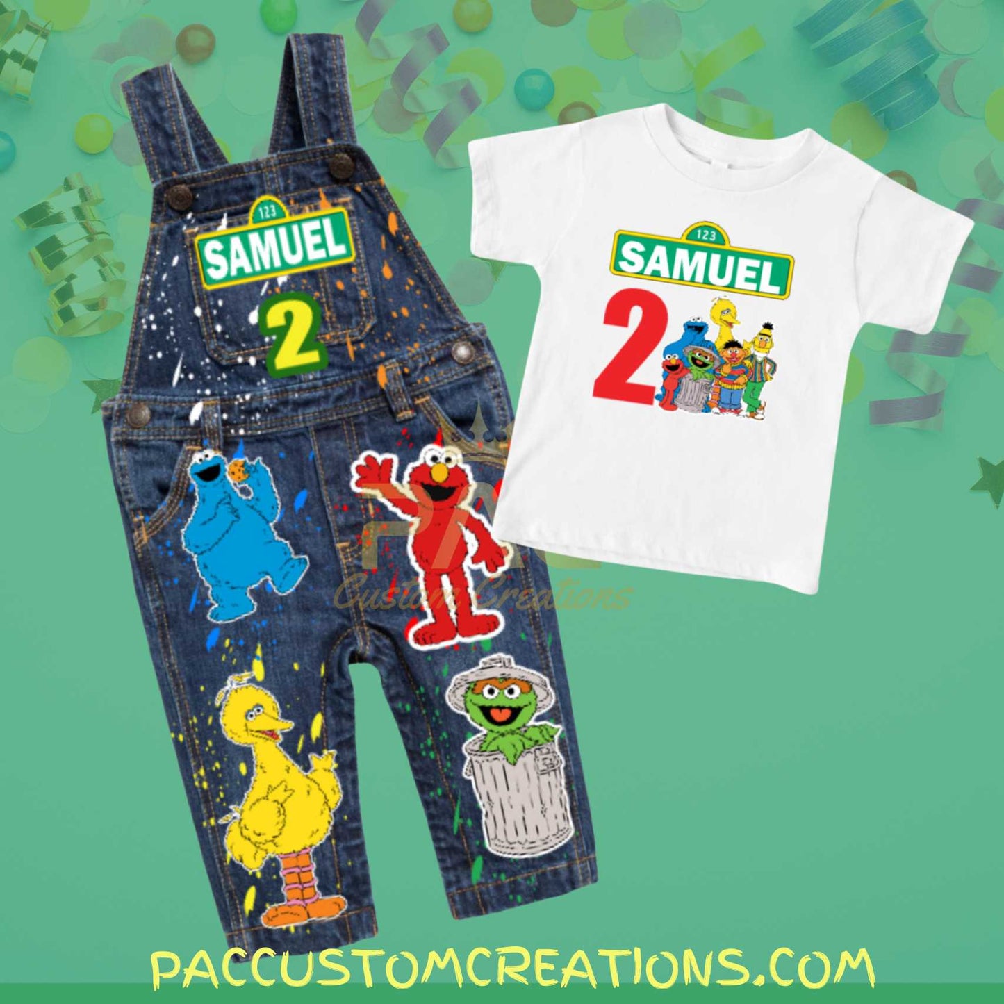 Sesame Street Birthday Overall Set-Style 2 - ANY DESIGN